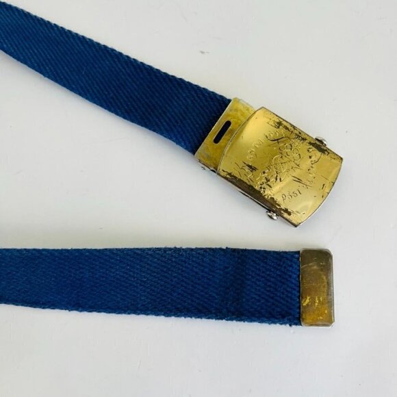 Vintage 1996 Summer Olympics GA Blue Fabric Canvas Gold Buckle Belt - Picture 5 of 10